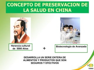 Herencia cultural
de 5000 Años
Biotecnología de Avanzada
DESARROLLA UN SERIE ENTERA DE
ALIMENTOS Y PRODUCTOS QUE SON
SEGUROS Y EFECTIVOS
+
3
 