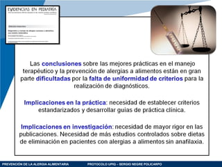 PREVENCIÓN DE LA ALERGIA ALIMENTARIA PROTOCOLO UPIQ – SERGIO NEGRE POLICARPO
 