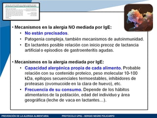PREVENCIÓN DE LA ALERGIA ALIMENTARIA PROTOCOLO UPIQ – SERGIO NEGRE POLICARPO
 