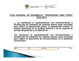 Estrategia Nacional para la Prevención y Control de las Deficiencias de Micronutrientes