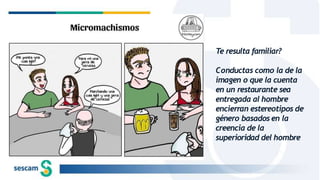 Te resulta familiar?
Conductas como la de la
imagen o que la cuenta
en un restaurante sea
entregada al hombre
encierran estereotipos de
género basados en la
creencia de la
superioridad del hombre
 