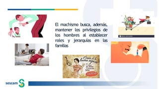El machismo busca, además,
mantener los privilegios de
los hombres al establecer
roles y jerarquías en las
familias
 