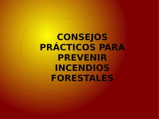 CONSEJOS PRÁCTICOS PARA PREVENIR INCENDIOS FORESTALES 