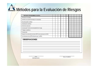 Métodos para la Evaluación de Riesgos
 
