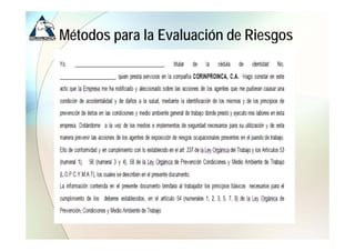 Métodos para la Evaluación de Riesgos
 