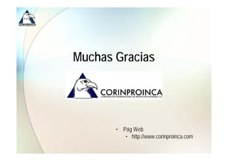Muchas Gracias




       • Pág Web
          • htt //
            http://www.corinproinca.com
                          i    i
 