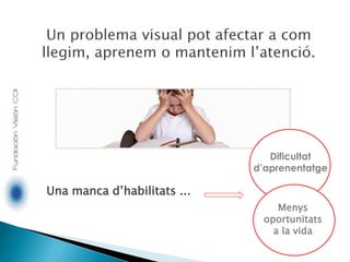 Una manca d’habilitats ...
Dificultat
d’aprenentatge
Menys
oportunitats
a la vida
 