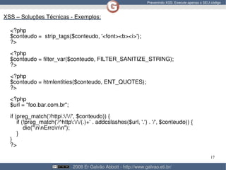 Prevenindo XSS: Execute apenas o SEU código