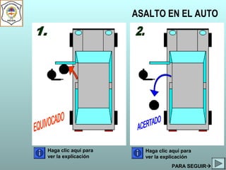 ASALTO EN EL AUTO
Haga clic aquí para
ver la explicación
Haga clic aquí para
ver la explicación
PARA SEGUIR
 