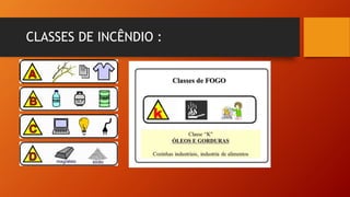 CLASSES DE INCÊNDIO :
 