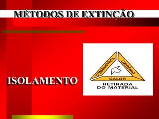 ISOLAMENTO
MÉTODOS DE EXTINÇÃO
 