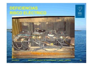 DEFICIENCIAS 
RISCO ELÉCTRICO 
15/10/2012 INSTITUTO GALEGO DE SEGURIDADE E SAÚDE LABORAL 24 
 