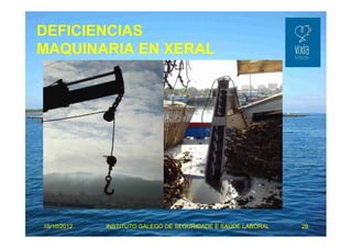 DEFICIENCIAS 
MAQUINARIA EN XERAL 
15/10/2012 INSTITUTO GALEGO DE SEGURIDADE E SAÚDE LABORAL 28 
 