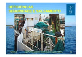 DEFICIENCIAS 
SEGURIDADE E SALVAMENTO 
15/10/2012 INSTITUTO GALEGO DE SEGURIDADE E SAÚDE LABORAL 30 
 