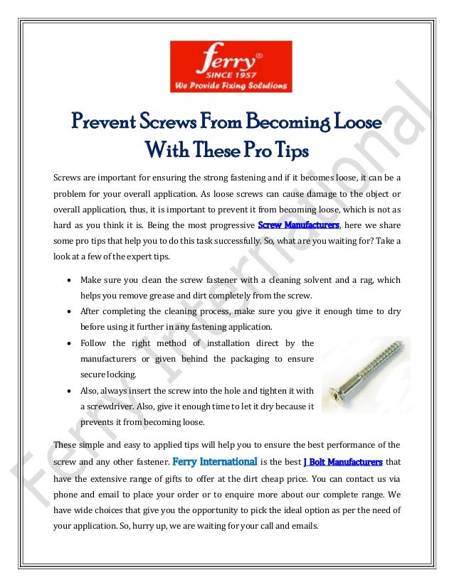 Prevent Screws From Loose With These Pro Tips