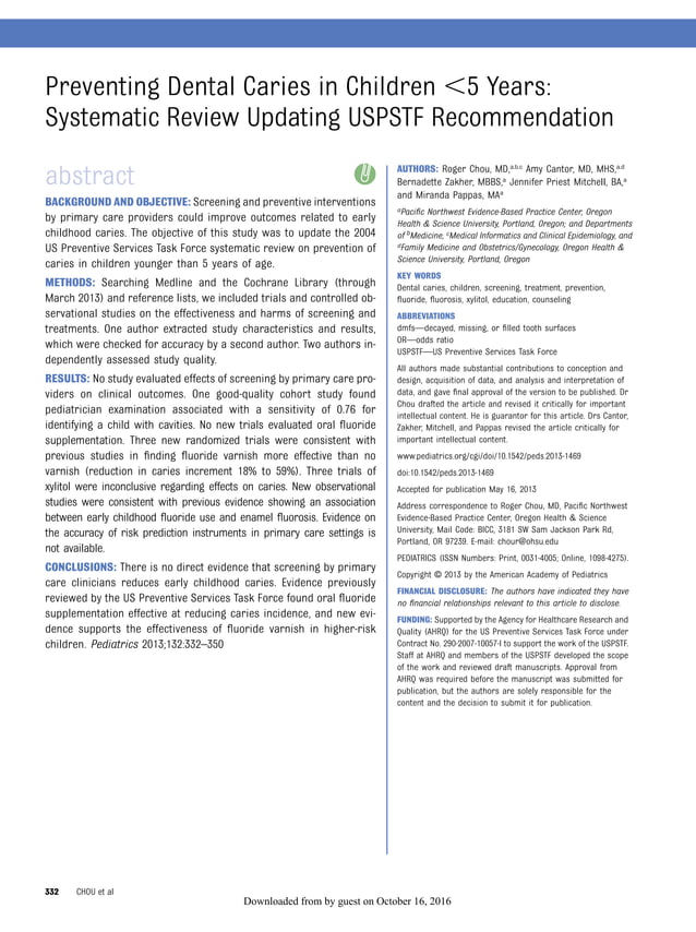 Preventing dental caries in children ,5 years | PDF