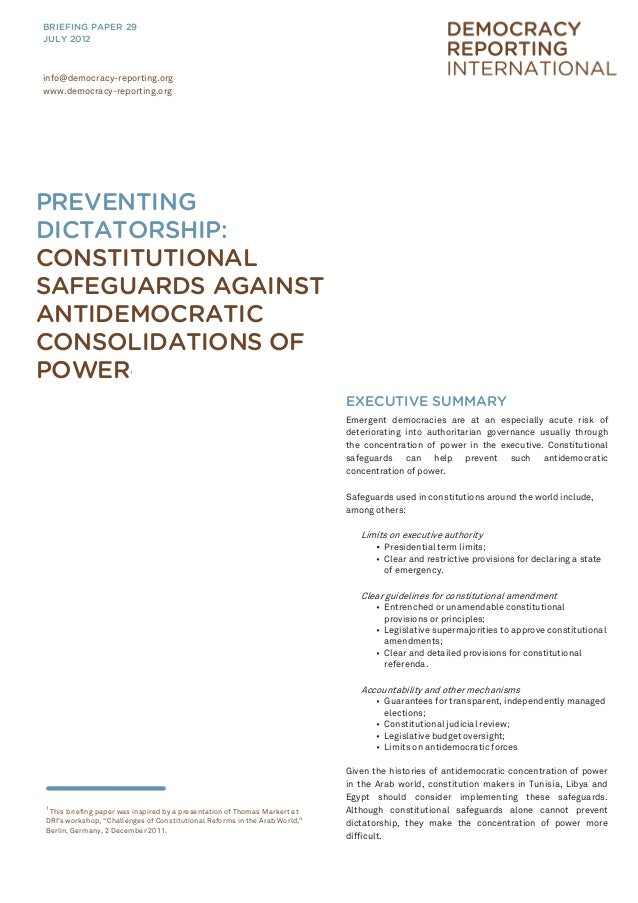 Preventing Dictatorship Constitutional Safeguards Against Antidemoc…