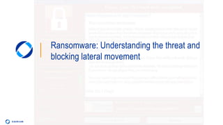 Ransomware: Understanding the threat and
blocking lateral movement
 