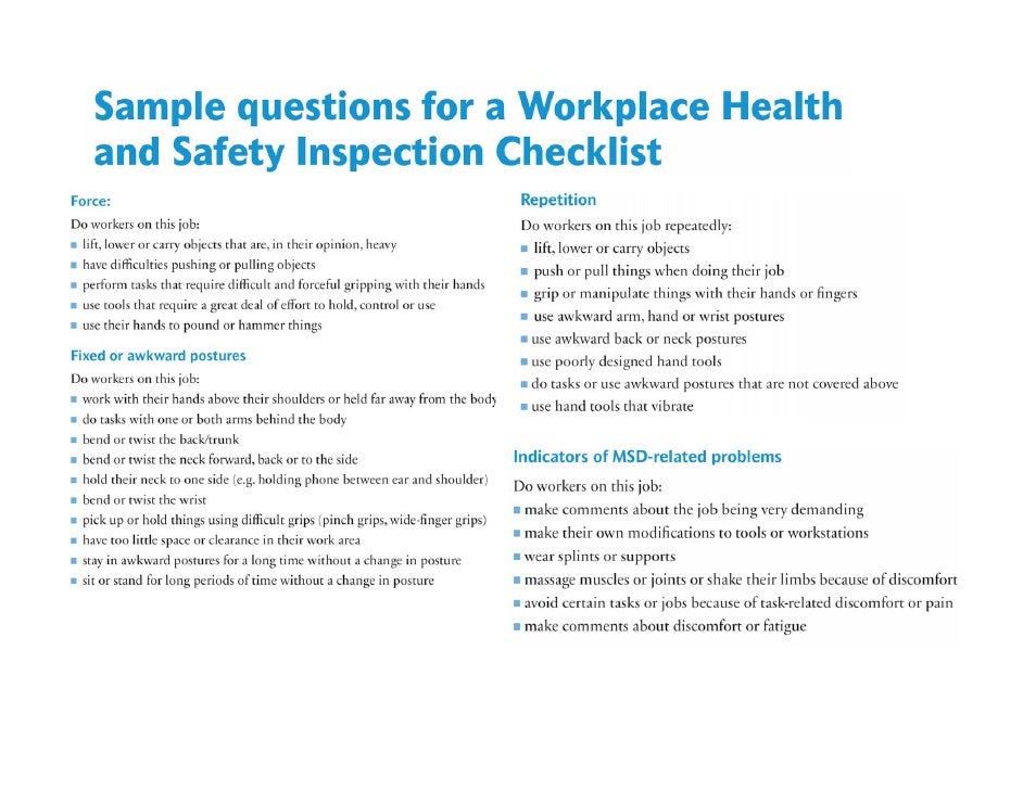 Musculoskeletal Hazards in the Workplace