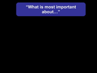 “ What is most important about…”