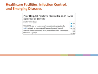 Healthcare Facilities, Infection Control,
and Emerging Diseases
 