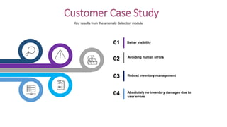 9
Customer Case Study
Better visibility
Key results from the anomaly detection module
Avoiding human errors
Robust inventory management
Absolutely no inventory damages due to
user errors
01
02
03
04
 