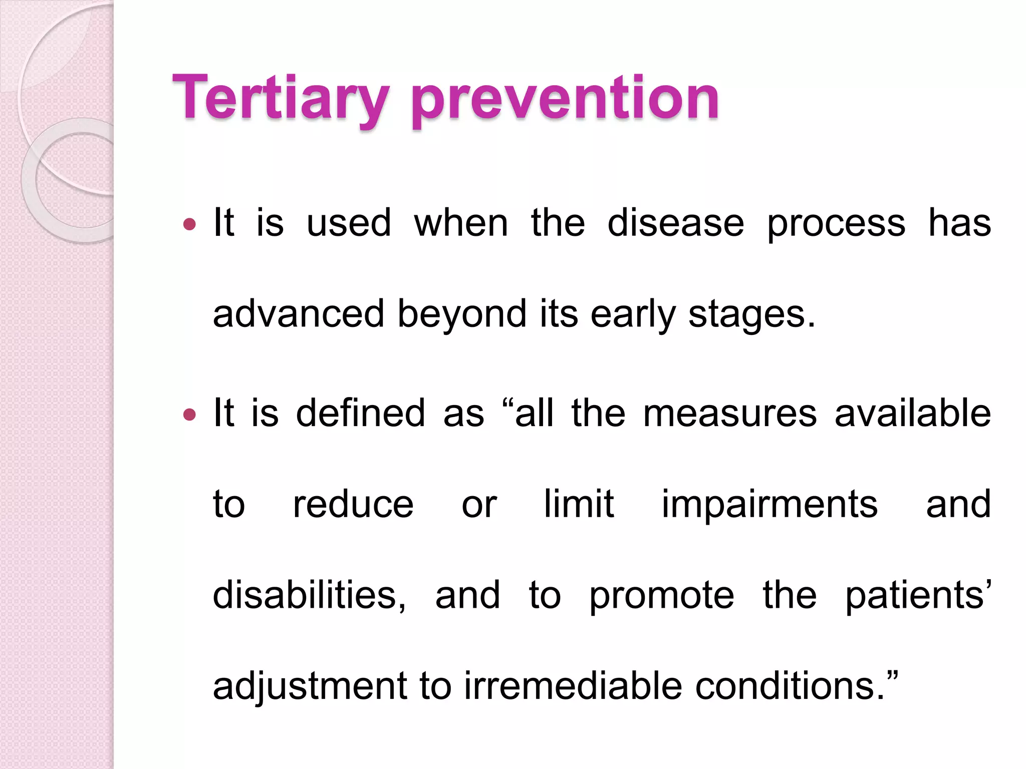 Prevention primary, secondary, tertiary | PPTX