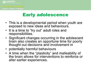 Early adolescence
interventions and policies
 