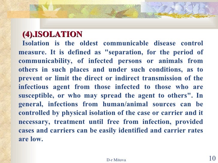 Prevention And Control Of Infectious Diseases