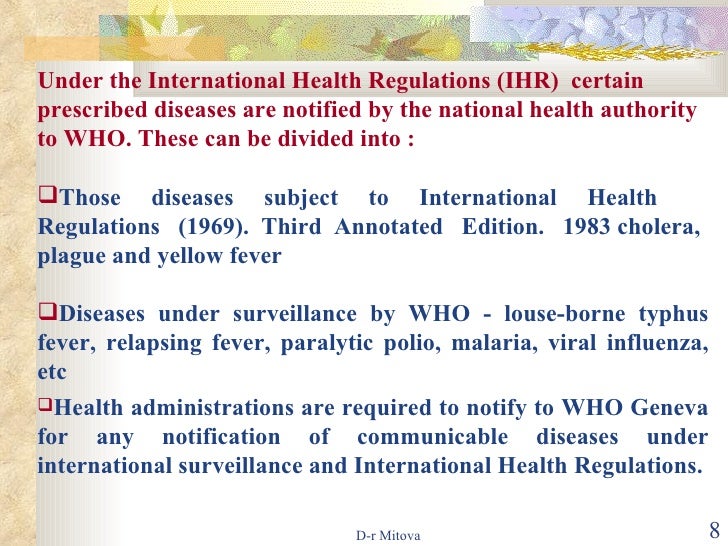 Prevention and control of infectious diseases