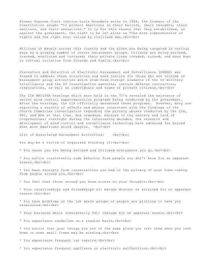 Prevention and detection of electronic harassment and surveillance (pdehs)