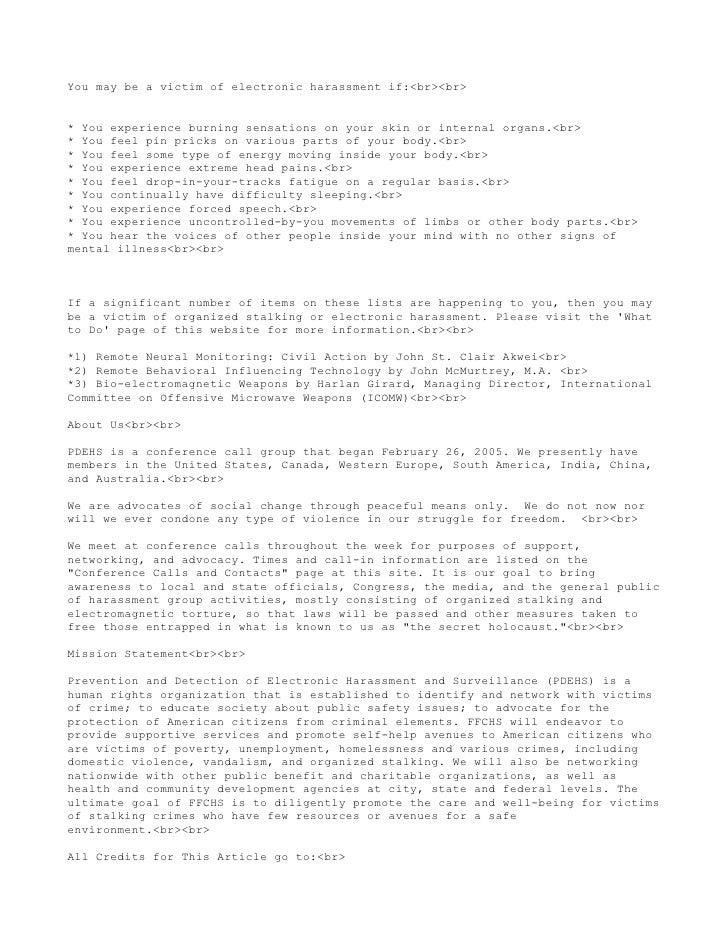 Prevention and detection of electronic harassment and surveillance (pdehs)