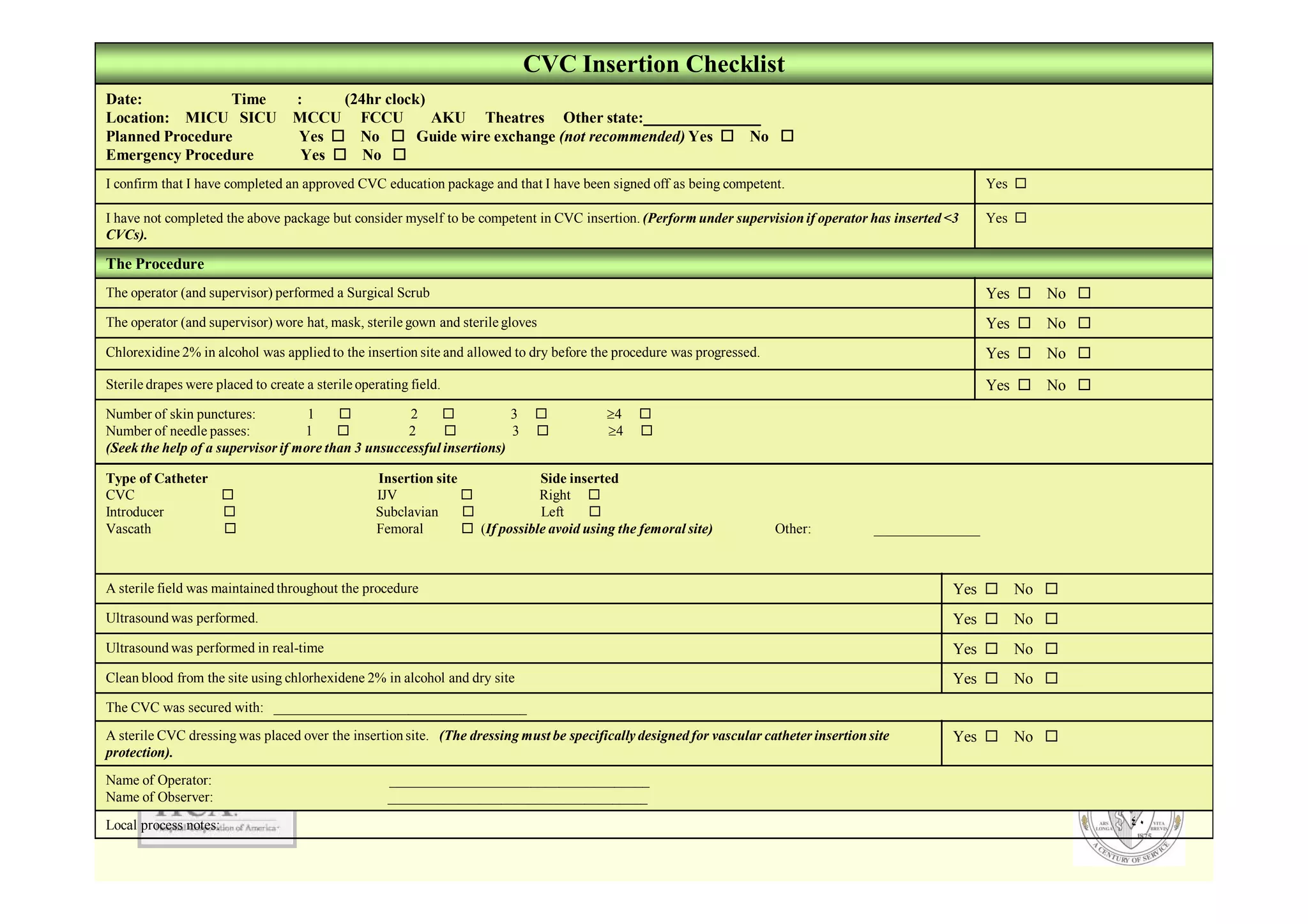 Prevention of Central Line Associated Blood Stream Infection (CLABSI ...