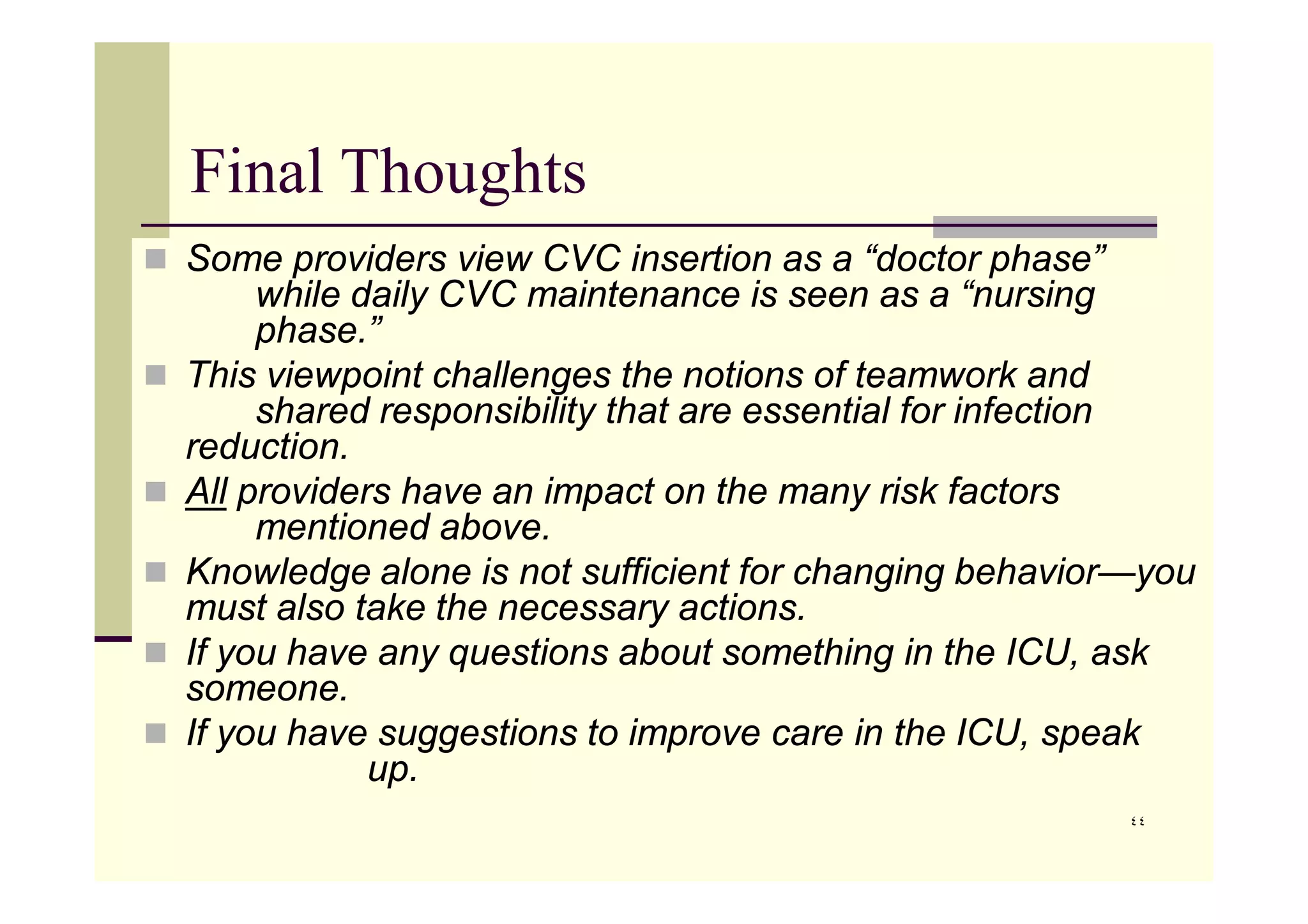 Prevention of Central Line Associated Blood Stream Infection (CLABSI ...