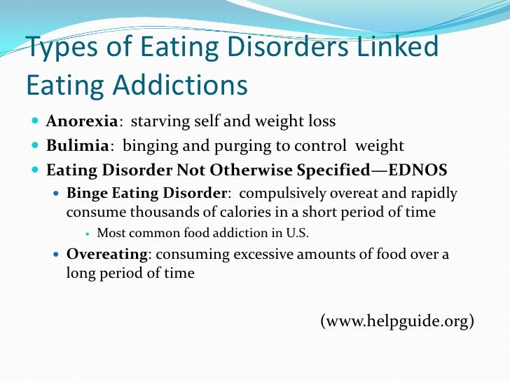 Prevention of eating addictions