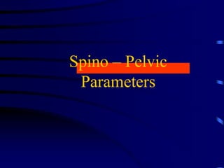 Spino – Pelvic
Parameters
 