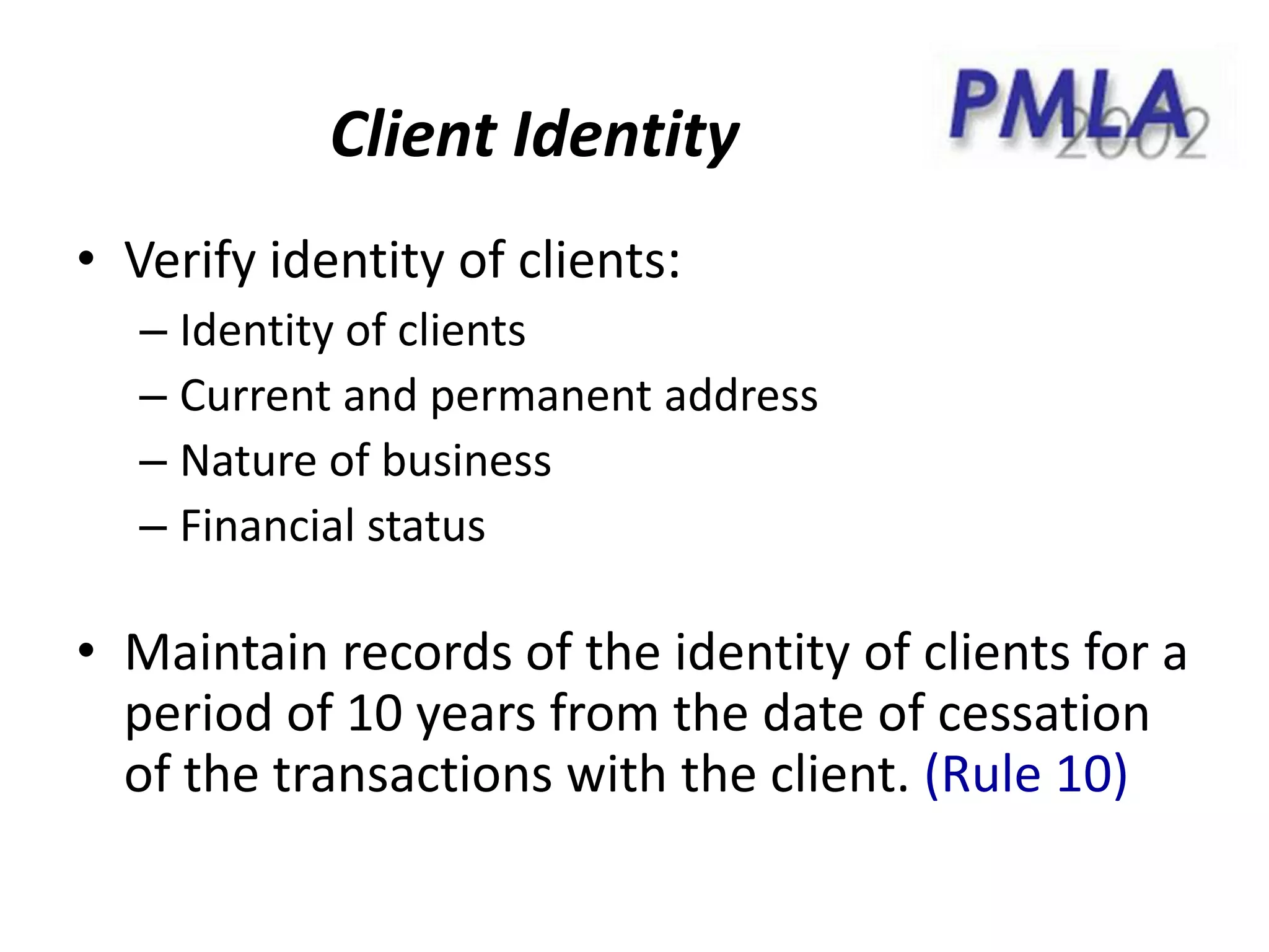 Prevention of money laundering act 2002 ppt