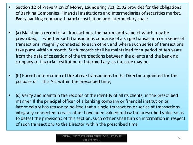 Prevention Of Money Laundering Class Room Notes For Ca Icma