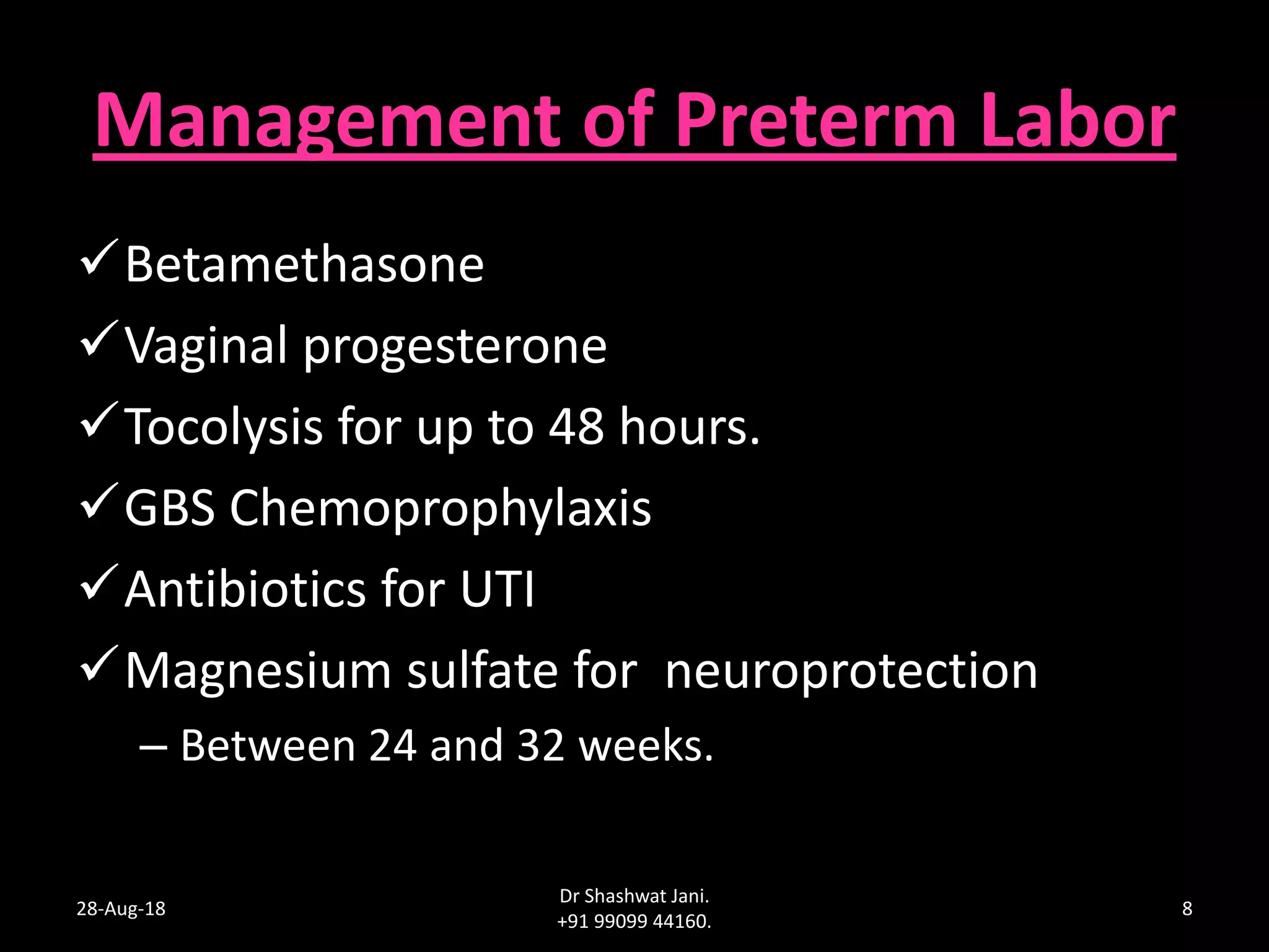 PREVENTION OF PRETERM LABOUR - EVIDENCES FOR PROGESTERONE BY DR ...