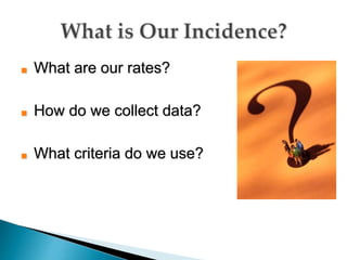 ■ What are our rates?
■ How do we collect data?
■ What criteria do we use?
 