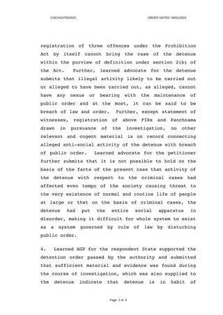 C/SCA/24705/2022 ORDER DATED: 05/01/2023
registration of three offences under the Prohibition
Act by itself cannot bring t...