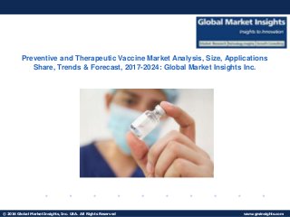 © 2016 Global Market Insights, Inc. USA. All Rights Reserved www.gminsights.com
Fuel Cell Market size worth $25.5bn by 2024
Preventive and Therapeutic Vaccine Market Analysis, Size, Applications
Share, Trends & Forecast, 2017-2024: Global Market Insights Inc.
 