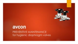 avcon
PREVENTIVE MAINTENANCE
for hygienic diaphragm valves
 
