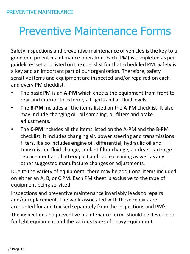 preventive maintenance forms