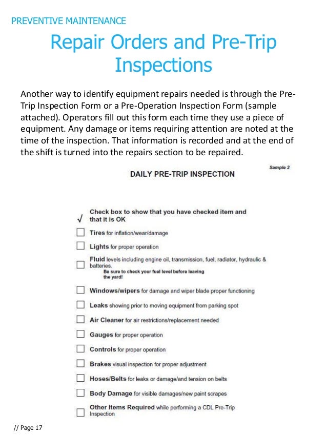 preventive maintenance forms