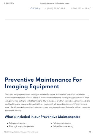 Preventive maintenance for imaging equipment in usa