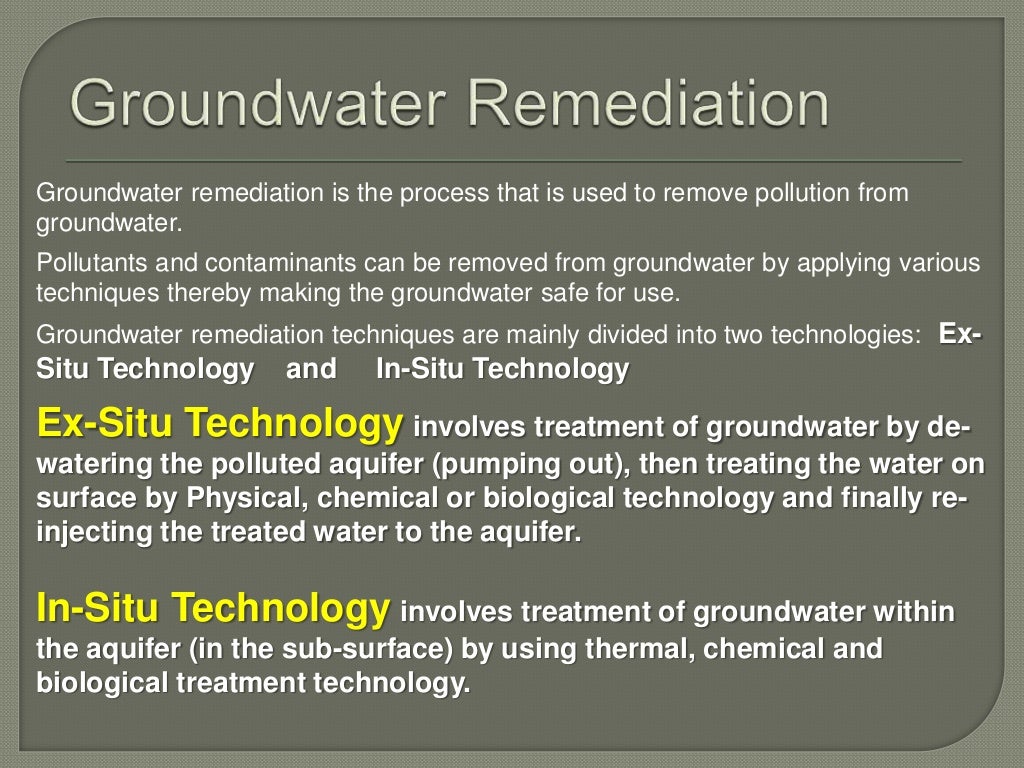 Preventive measures and remedial techniques for groundwater contamin…