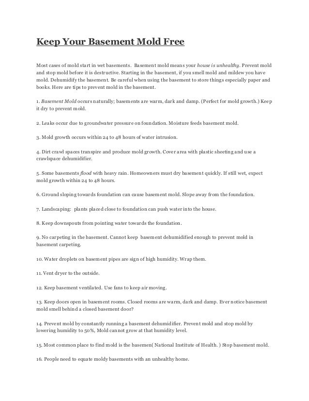 Prevent Mold In Basement How To Get Rid Of Humidity Moisture Prevent