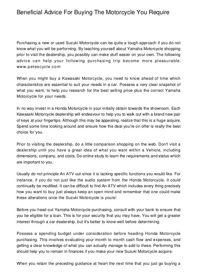 Beneficial Advice For Buying The Motorcycle You Require