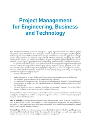 Comprehensive Project Management for Engineering, Business, and ...